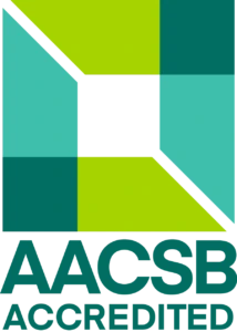 AACSB Accredited logotipas, žymintis tarptautinę verslo mokyklų akreditaciją – nuoroda į straipsnį apie KTU Ekonomikos ir verslo fakulteto AACSB akreditacijos suteikimą