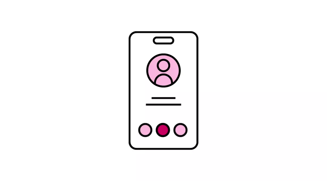 Mobiliojo telefono ikona su vartotojo profilio simboliu – simbolizuoja skaitmeninę komunikaciją, medijų dizainą ir socialines technologijų platformas.