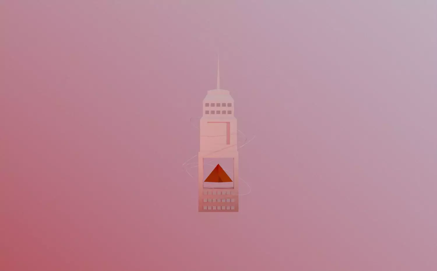 Animuota trimatė stiklinė kolba su geometriniais elementais viduje modernios abstrakcijos fone – šiuolaikinė architektūrinio projektavimo, urbanistikos ir tvarių pastatų kūrimo mokslinių tyrimų vizualizacija Architektūros doktorantūros studijose Kauno technologijos universitete.