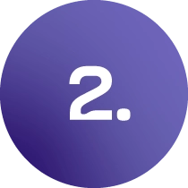 Violetinis apskritimas su skaičiumi &bdquo;2&ldquo;. Pažymi antrą žingsnį &ndash; preliminarios studijų sutarties pasira&scaron;ymą po kvietimo gavimo.