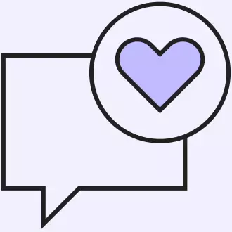 Ikona – emocinė pagalba KTU studentams Animuota kalbėjimo burbulo su pulsuojančiu širdelės ženkleliu iliustracija – perteikia KTU studentų emocinės gerovės pagalbą, kurioje psichologai teikia nemokamą palaikymą, kad studentai jaustųsi saugiai ir išliktų motyvuoti.