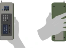 Daugiafunkcio radiacinio fono detektoriaus ergonomika laikant prietaisą rankoje