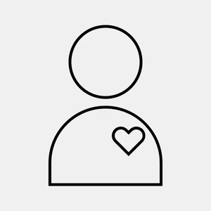 Minismalistinė ikona, vaizduojanti KTU alumni atstovą, kontūro linija, pilkas fonas.